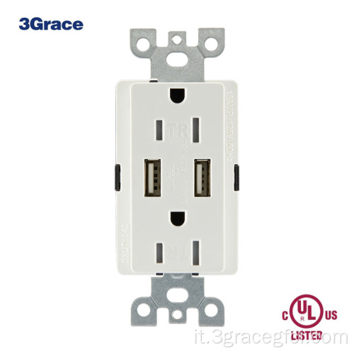 American GFCI Wall Outlet con porte di ricarica USB